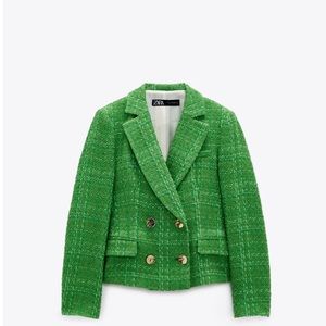 NWT Zara Double Breasted Textured Weave Jacket M